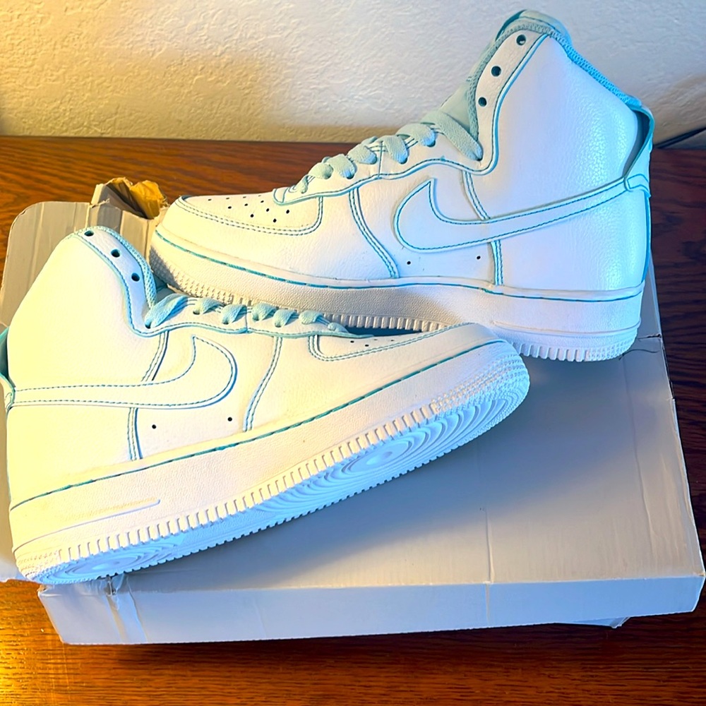 Brand New NIKE AF1 High “Glacier” ICE BLUE COLORWAY by Ron Louis - Picture 3 of 11